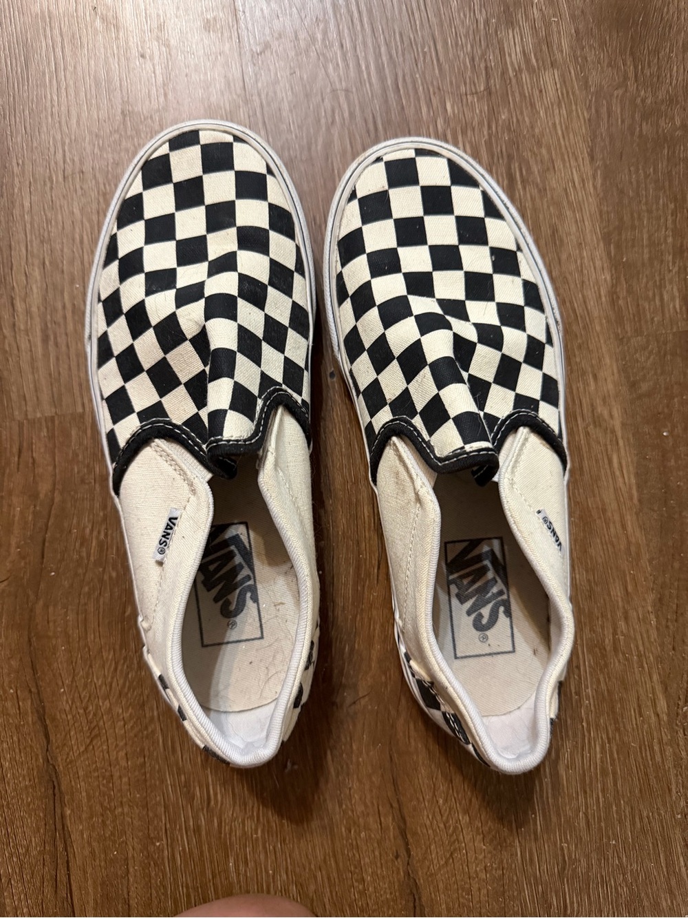 Vans Kids Checkerboard Slip-On Sneakers - Black & White Canvas